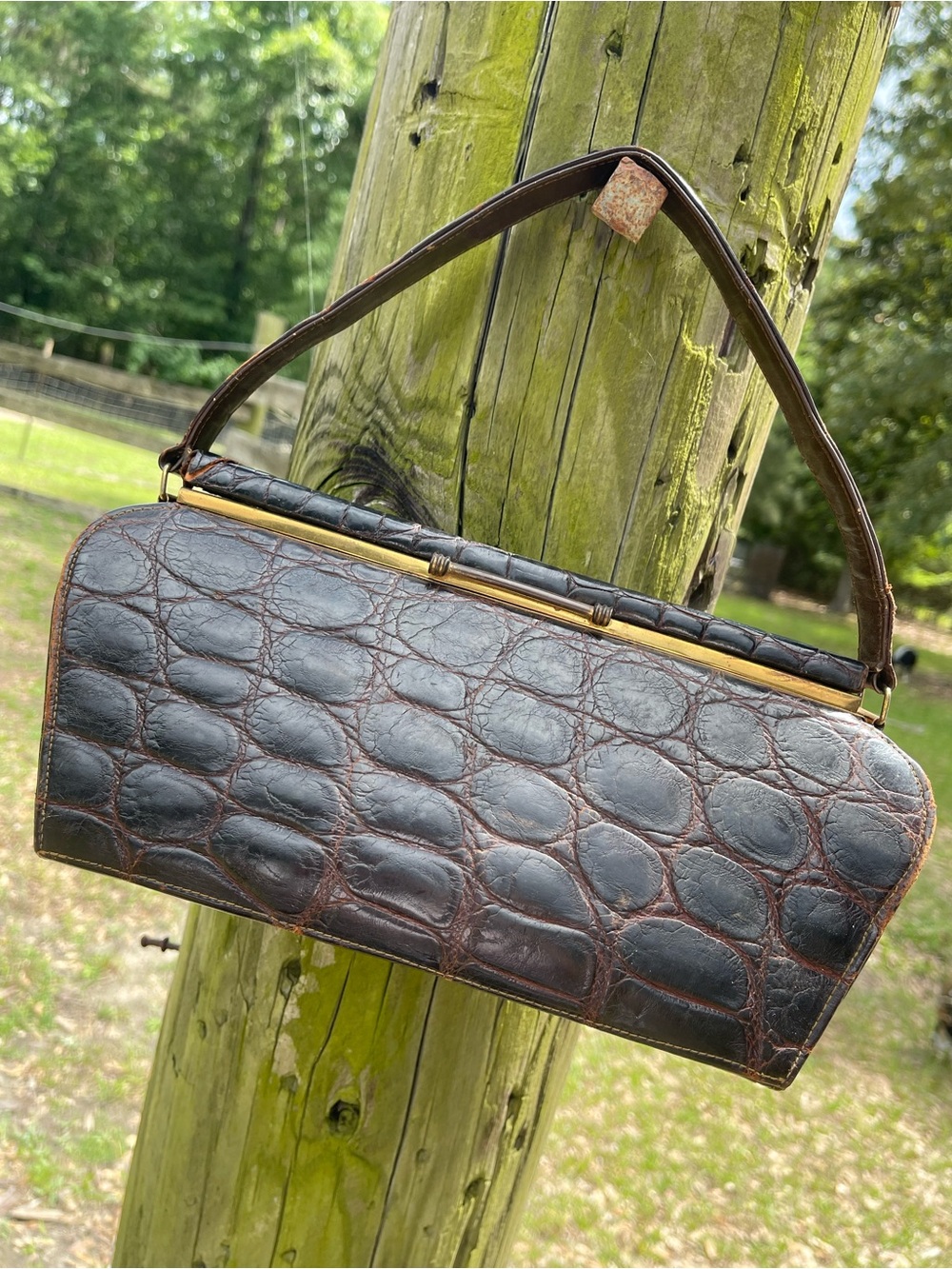 Vintage 50’s-60’s Genuine Alligator Handbag Bellestone
